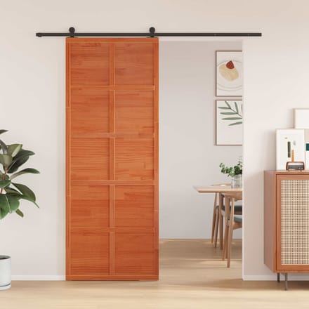vidaXL - Schuifdeur - Wasbruin - 80 - x - 208 - cm - Massief - grenenhout