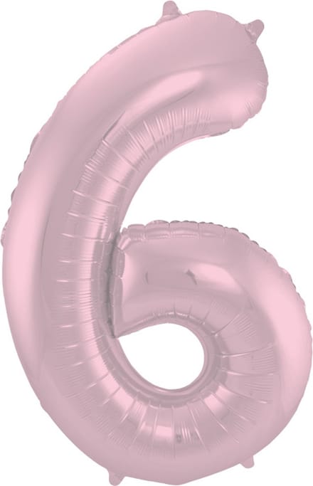 Folat - Folieballon Cijfer 6 Pastel Roze Metallic Mat - 86 cm