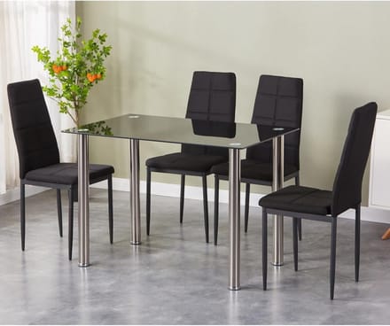 Eettafel Set - Eetkamer Groep - Samen Eten - Robuuste Constructie - 110 x 70 cm - Zwart