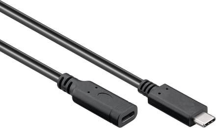 Goobay USB-C-verlenging, 1 m, zwart, 60 W, 3 A, 10 Gbit/s, USB 3.2