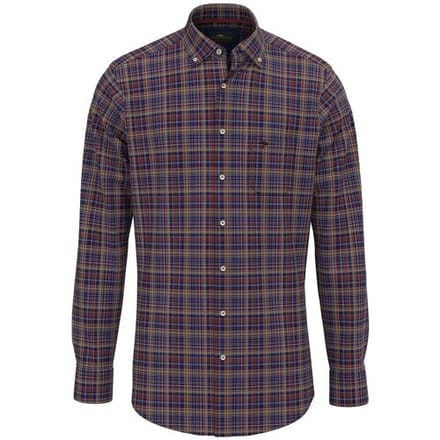 Fynch-Hatton Overhemd Dark Check Button Down Roest / male