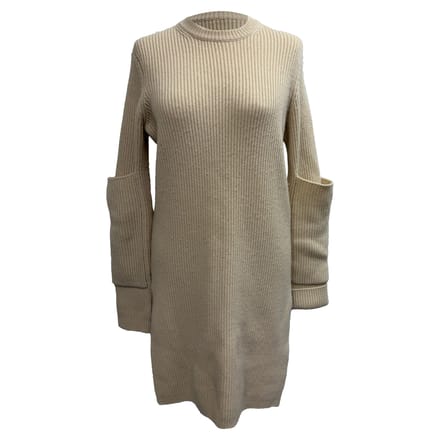 Joseph Geribbelde Trui Jurk in Beige Kasjmier