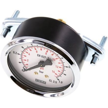 0..1 Bar Paneelmontage Manometer Staal/Messing 63 mm Klasse 2.5 (Beugel) - MW0163SH-TP