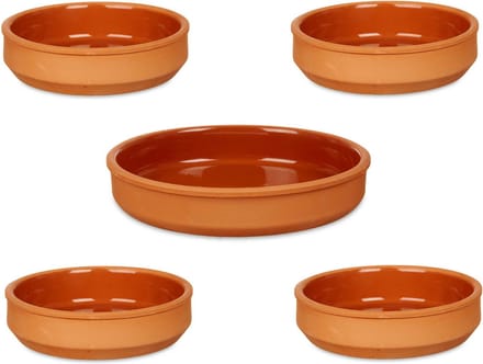 La Dehesa - 5x Tapas/creme brulee schaaltjes - terra/bruin - 4x 16 cm/1x 23 cm