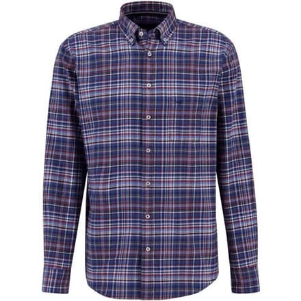 Fynch-Hatton Overhemd Multi Flanel Checks Button Down Scarlet-Blue / male