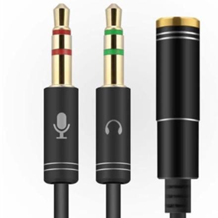 Jack Female 3.5mm naar 2x 3.5mm Aux Splitter - Headset Splitter - Microfoon en Audio Splitter - Zwart