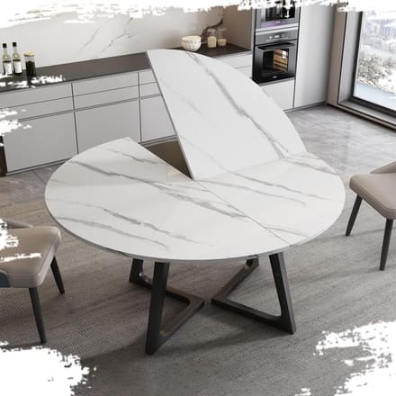 Klaptafel Rond - Eettafel Bureau - Ruimte Besparen - Opvouwbaar Ontwerp - 100-180 cm - Wit