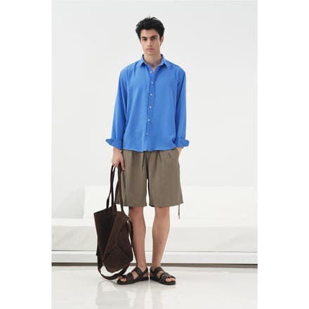 Mid Waist Wijde Pijpen Tencel Shorts