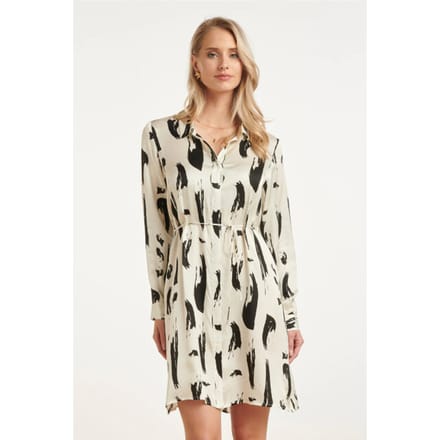 Smashed Lemon Doorknoopjurk met zwart-witte abstracte print |