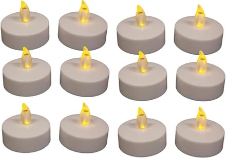 Anna's Collection Grote LED theelichtjes - 12x - wit - D6 x H4,5 cm - timer - waxinelichtjes - kaarsen
