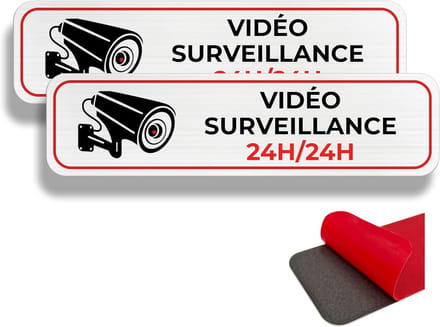 2x Camerabewaking Paneel - Alarmsign Voor Eigen Terrein - 19x5 cm - Waterdicht Aluminium Sticker