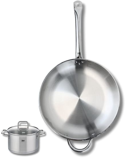 Set van 1 Koekenpan 32 cm en 1 braadpan 12 cm Elo Profi Citrin