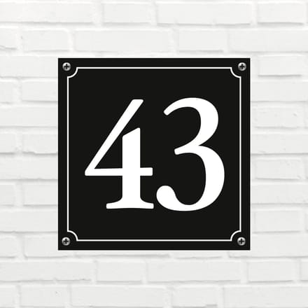 Huisnummerbord Mat zwart Deluxe - Nummer 43 - incl. bevestiging