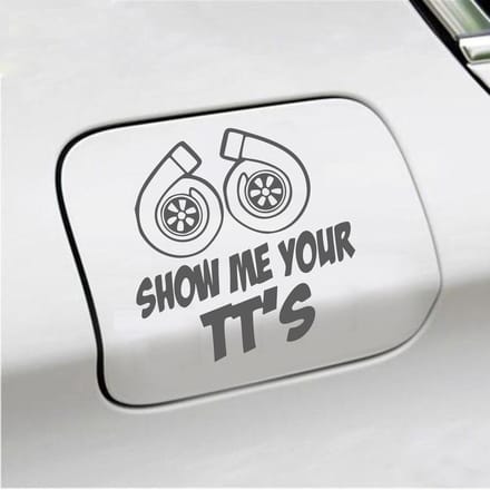 Bumpersticker - Show Me Your TTs - 15 X 15 - Antraciet