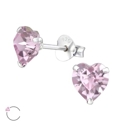 Montebello Oorbellen Efi Amethist - 925 Zilver - Swarovski Hart - Ø6mm