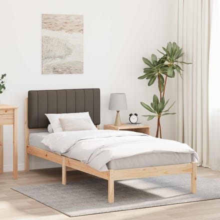 vidaXL - Bedframe - met - Gevoerde - Hoofdbord - Taupe - 90 - x - 190 - cm