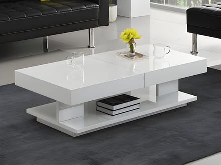 Vente-unique Salontafel ARAMIS met opbergruimte - Wit gelakt MDF