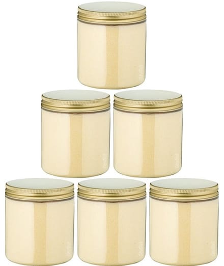 Scrubzout Vanille - 300 gram - Pot met gouden deksel - set van 6 stuks - Hydraterende Lichaamsscrub