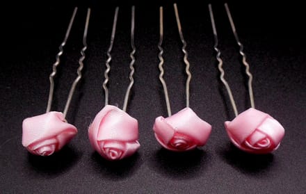 Haarpinnen roosje roze set van 4 stuks.
