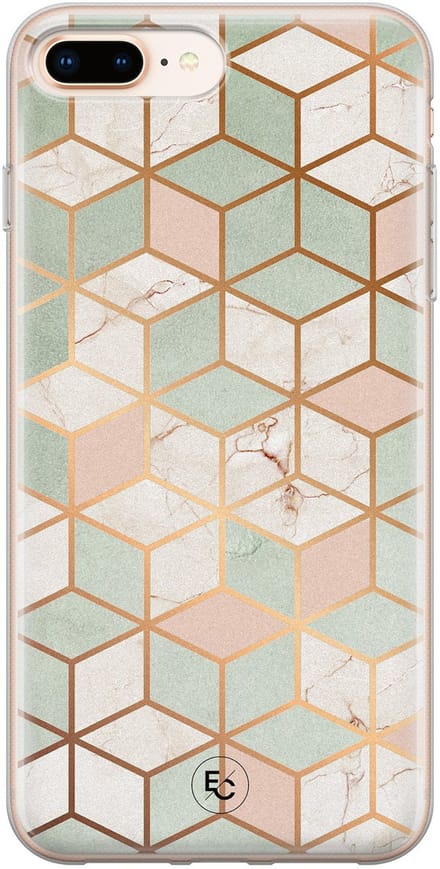 Hoesje geschikt voor iPhone 8 Plus - Pastel Kubus - Soft Case - TPU - Print - Multi - ELLECHIQ