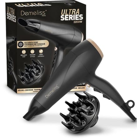 Haardroger - SAINT ALGUE - Demeliss Ultra Serie - Diffuser - 3 temperatuurstanden - 2200 W - Zwart