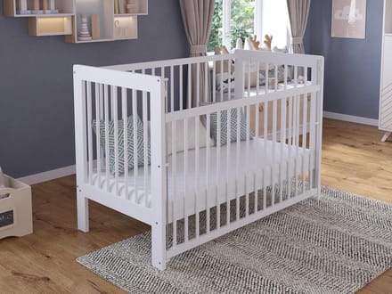 Babybed - Kinderledikant - Veilig Slapen - Verstelbare Bodem - 120 x 60 cm - Wit Hout