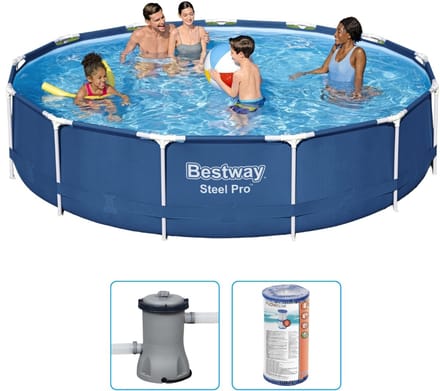 Bestway - Steel Pro - Opzetzwembad - Ø 396 x 84 cm - Inclusief Filterpomp & Filter