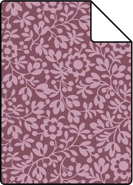 Proefstaal ESTAhome behang bloemetjes donker paars - 26.5 x 21 cm - 131673-S