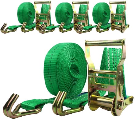 4x professionele ratel spanband spanband 2-delig 6m 2t 2tot 2000 kg TÜV/GS GREEN