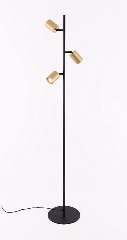 Vloerlamp zwart met 3 gouden spots - gu10 - 150cm