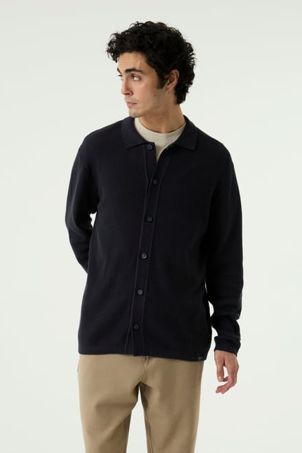 GARCIA Heren Effen Vest Blauw Lange mouw