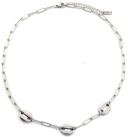 Ketting met Munten - RVS - Lengte Verstelbaar 40-45 cm - Zilverkleurig