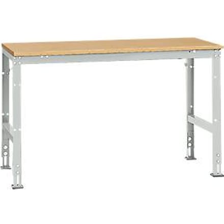 Manuflex basistafel UNIVERSAL Standaard, tafelblad multiplex, 1500 x 800, lichtgrijs