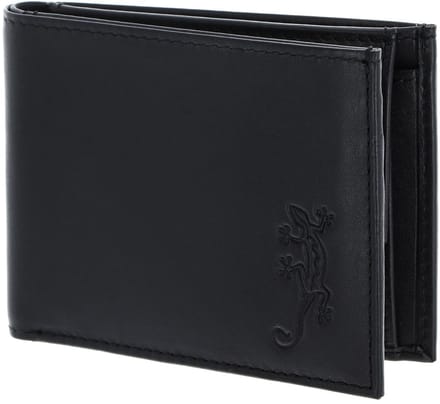 oxmox Leren portemonnee Leather Pocketbörse Lizard Embossed Black zwart