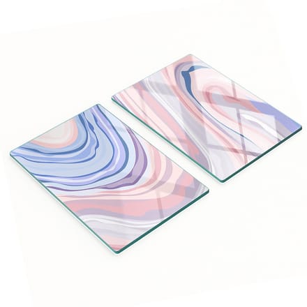 Decoratieve snijplanken van gehard glas met abstract golfmotief, 2x40x52 cm