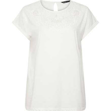 Yours Wit Tshirt Met Engels Kantwerk En Aangeknipte Mouwen Size 42