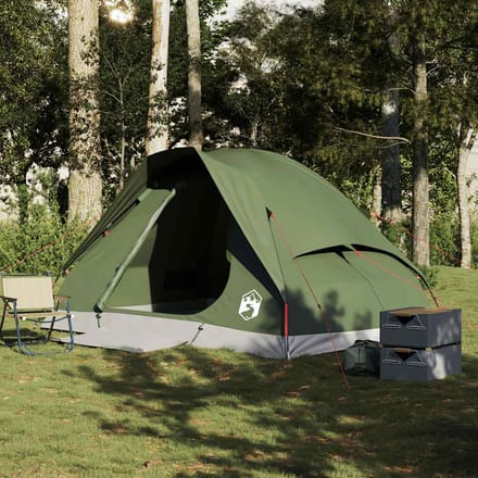 Tente de camping dôme pour 4 personnes Vert olive Imperméable
