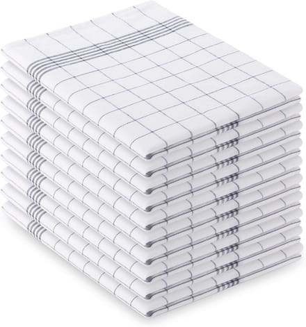 Theedoeken grijs geruit pak van 10 - 70 x 45 cm van 100% katoen