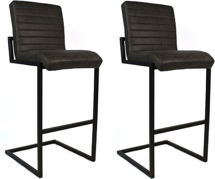 Bronx71® Industriële barkruk Block antraciet eco-leer 79 cm - barkrukken set van 2 - barstoel