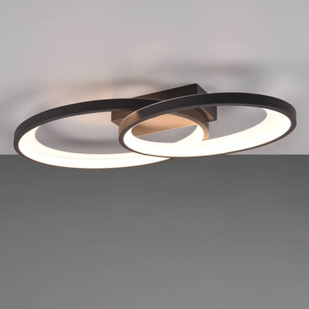 Reality Leuchten LED plafondlamp Malaga met 2 ringen, zwart