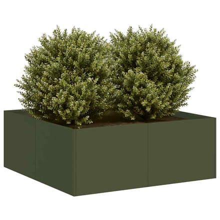 vidaXL - Plantenbak - 80x80x30 - cm - staal - olijfgroen