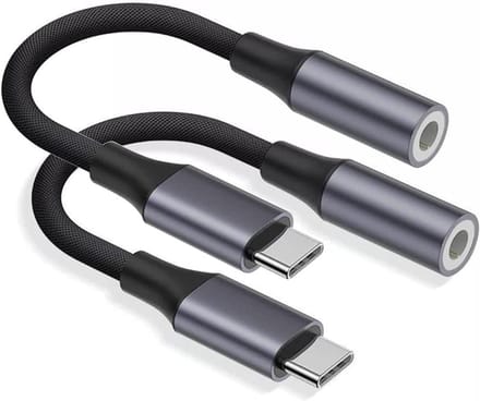 USB C naar 3.5mm Jack Adapter (2 Pack) - Type C naar Hoofdtelefoon Adapter voor iPhone, iPad en Samsung Galaxy Smartphones