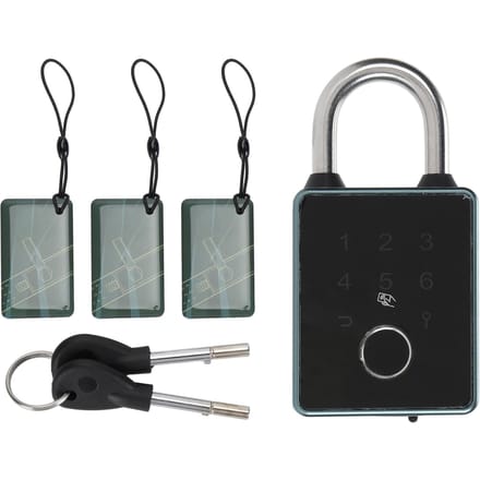 Slim Hangslot met Vingerafdruk, Wachtwoord, Kaart, APP, Sleuteltoegang, Diefstalbestendig, Waterdicht, Sleutelloze Toegang gray