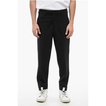 Wollen PRIEST COLLAR Low-Rise Broek in Zwart