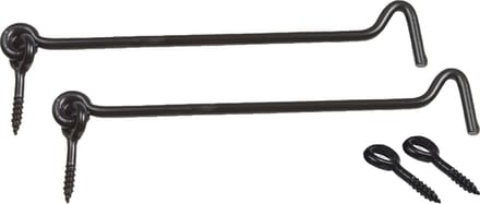 AMIG windhaak / windhaken - 2x - staal - zwart - L20 cm - D6 mm - met schroefoog
