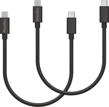 2x Micro USB naar USB C Kabel Zwart - 0,2 meter - Oplaadkabel voor Xiaomi Redmi Note 2 / Redmi Note 2 Prime / Redmi Note 3 / Redmi Note 4 / Redmi Note 5 / Redmi Note 5 Pro / Redmi Note 5A / Redmi Note 6 Pro