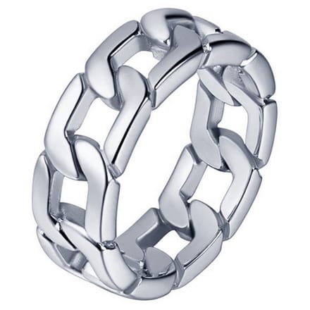 Edelstaal heren ring Cuban Link zilverkleurig-21mm