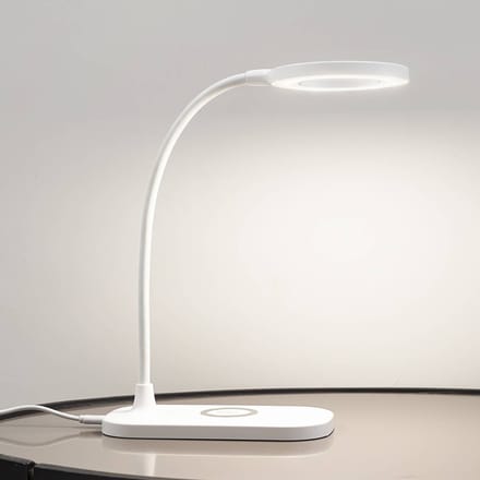 Lindby LED tafellamp Siona, wit, CCT, dimbaar, laadstation