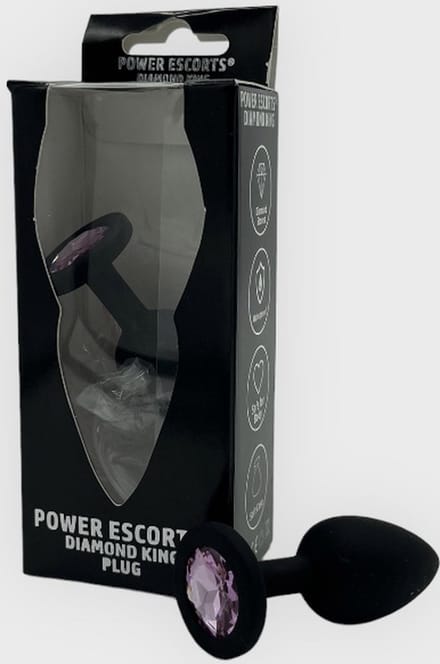 Power Escorts Kleine Silicone Zwarte Plug Met Een Roze Steen