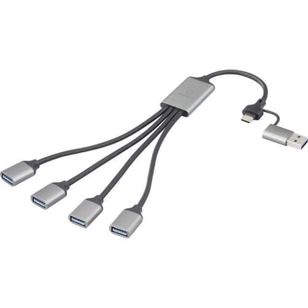 Renkforce RF-HUB-300 RF-6861934 USB-hub 4 poorten USB-A USB 3.0 5 GBit/s Met aluminium behuizing Grijs